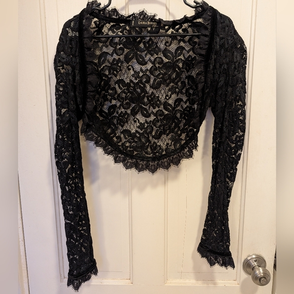 Laura Byrnes Black Lace Bolero Shrug Jacket - Picture 1 of 6